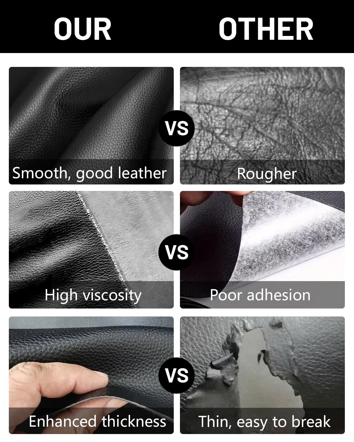 BOUYEER Leather Repair Patch Tape Kit,Self Adhesive 4 in x 79 in, Black