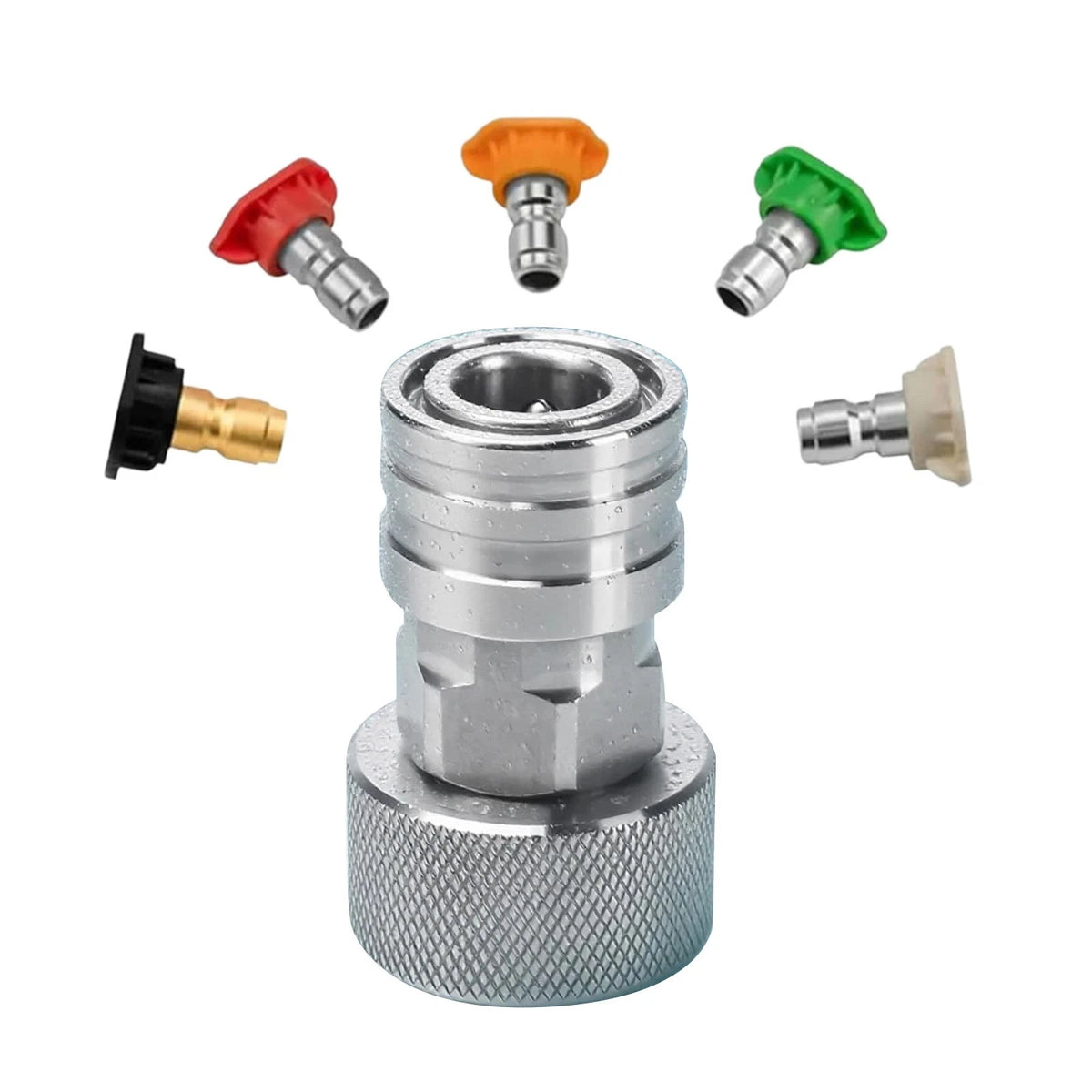 Garden Hose to Pressure Washer Quick Connect Kit 3/4" GHT 1/4" Adapter 5 Nozzles