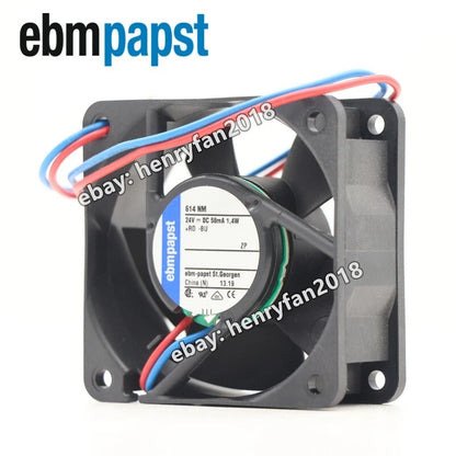 Ebmpapst Fan 614NM Axial Fan DC 24V 1.4W 60*60*25MM 58mA 2-wire  Cooling Fan