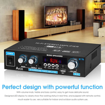 AK35 Bluetooth5.0 Power Amplifier Home/Car/Marine Stereo Audio Amp For Speaker