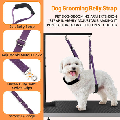 Dog Grooming Belly Strap - Loops for Table Adjustable, Purple