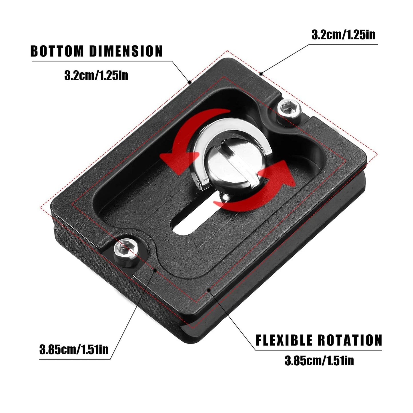 Frienda 2 Pieces Metal Quick Release Plate with 1/4''-20 Camera 50mm, Black