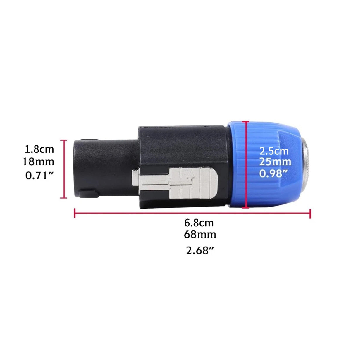 4pcs Speaker Cable Plug with Stress Relief Feature for 10-16 Gauge AWG Cables