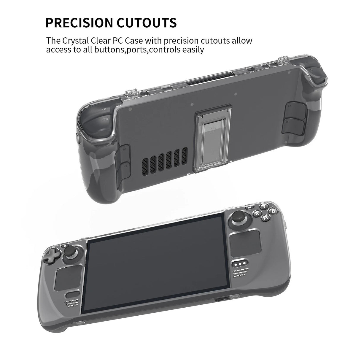 2 in 1 Crystal Clear Protective Back Case Shell  for Steam Deck Game Console