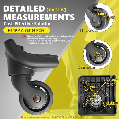 Tobeso-Nuoze Luggage Wheels Replacement Suitcase W149-4 pcs