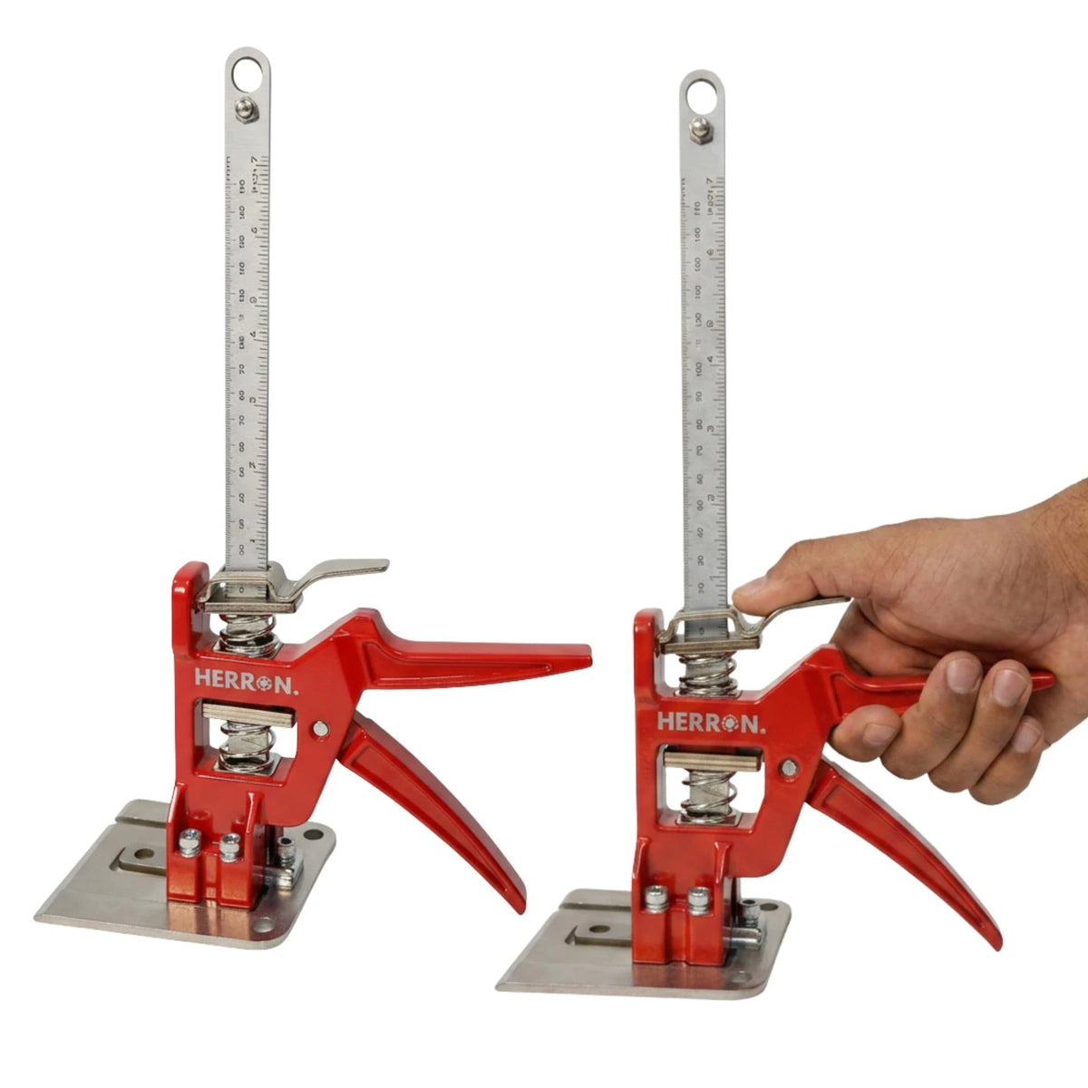440 lbs Hand Lifting Jack Tool 2-Pack, Cabinet Lifter with Measuring Red