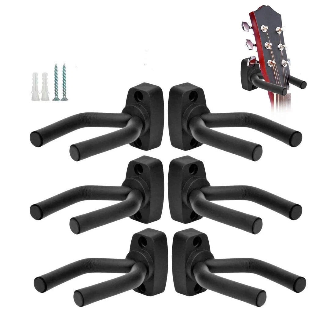 VEIDIA 6 Pcs Guitar Hangers Keep Hook Holder Wall Mount for All Size Black