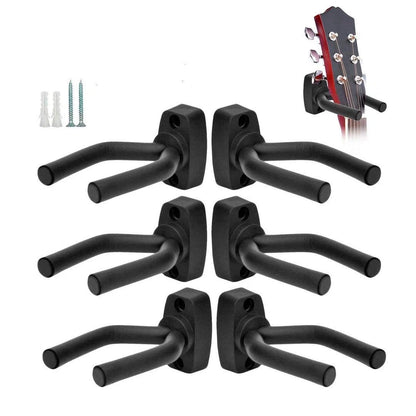 VEIDIA 6 Pcs Guitar Hangers Keep Hook Holder Wall Mount for All Size Black