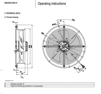 Ebmpapst W2D300-CP02-31 Axial Fan 230/400V 2580RPM 210W ??300mm Cooling Fan