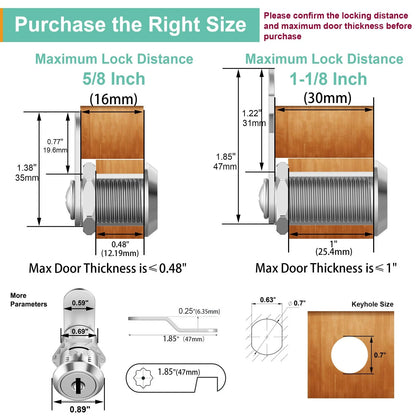 inBovoga 6 Pack Cabinet Locks with Keys, 5/8" 6 5/8 Inch Silver, Silver