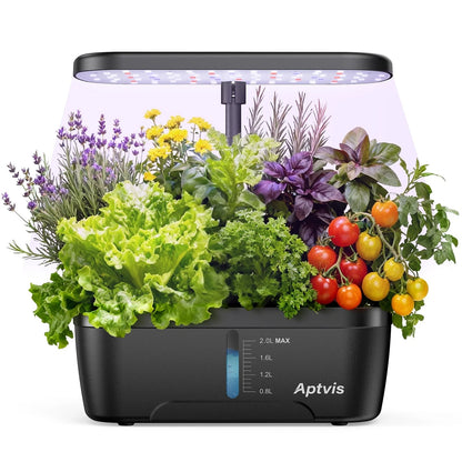 Aptvis Hydroponics Growing System, 6 Pods Smart Indoor Herb Garden with Black
