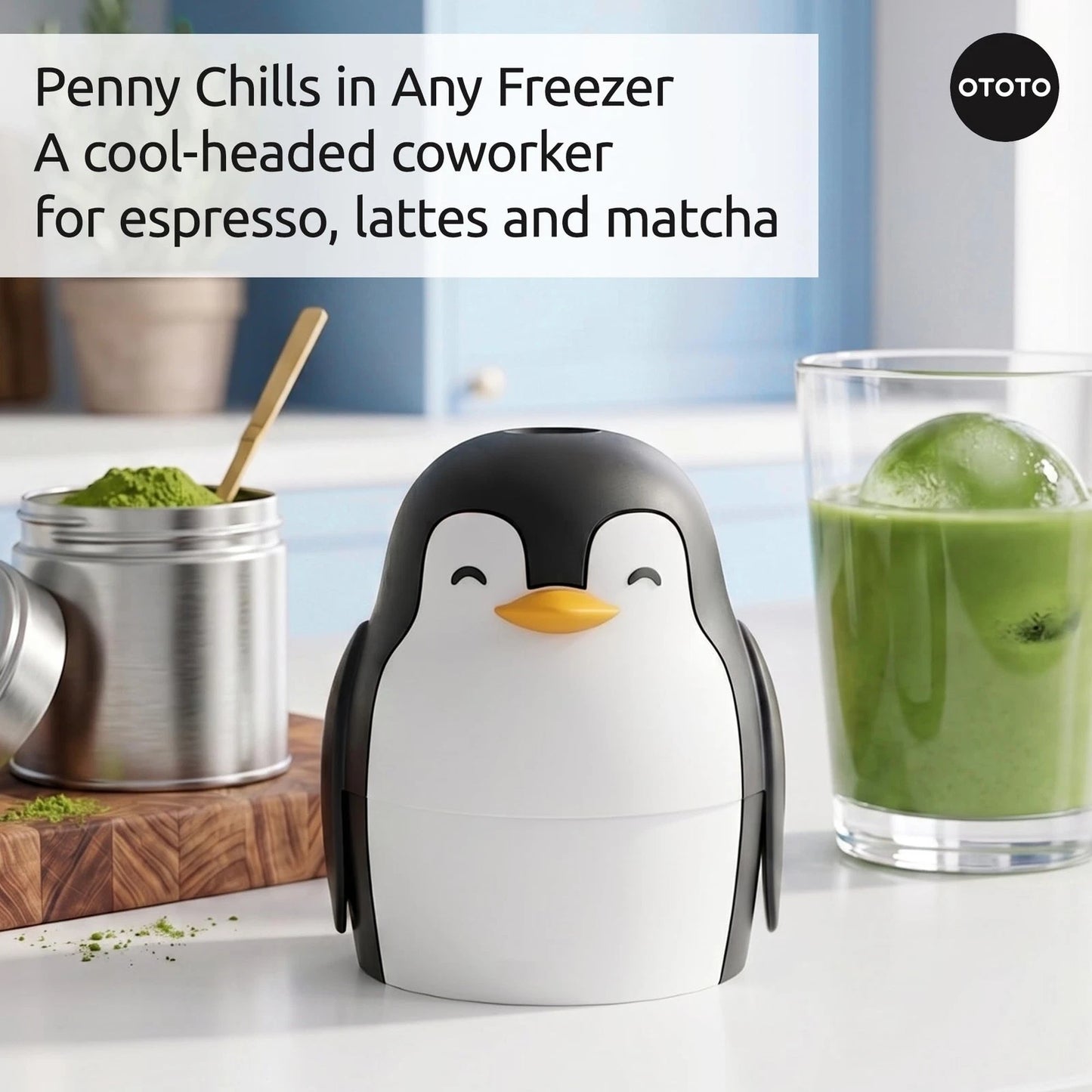 OTOTO Ice Ball Mold - Penguin Shaped Single Round One Size, Black