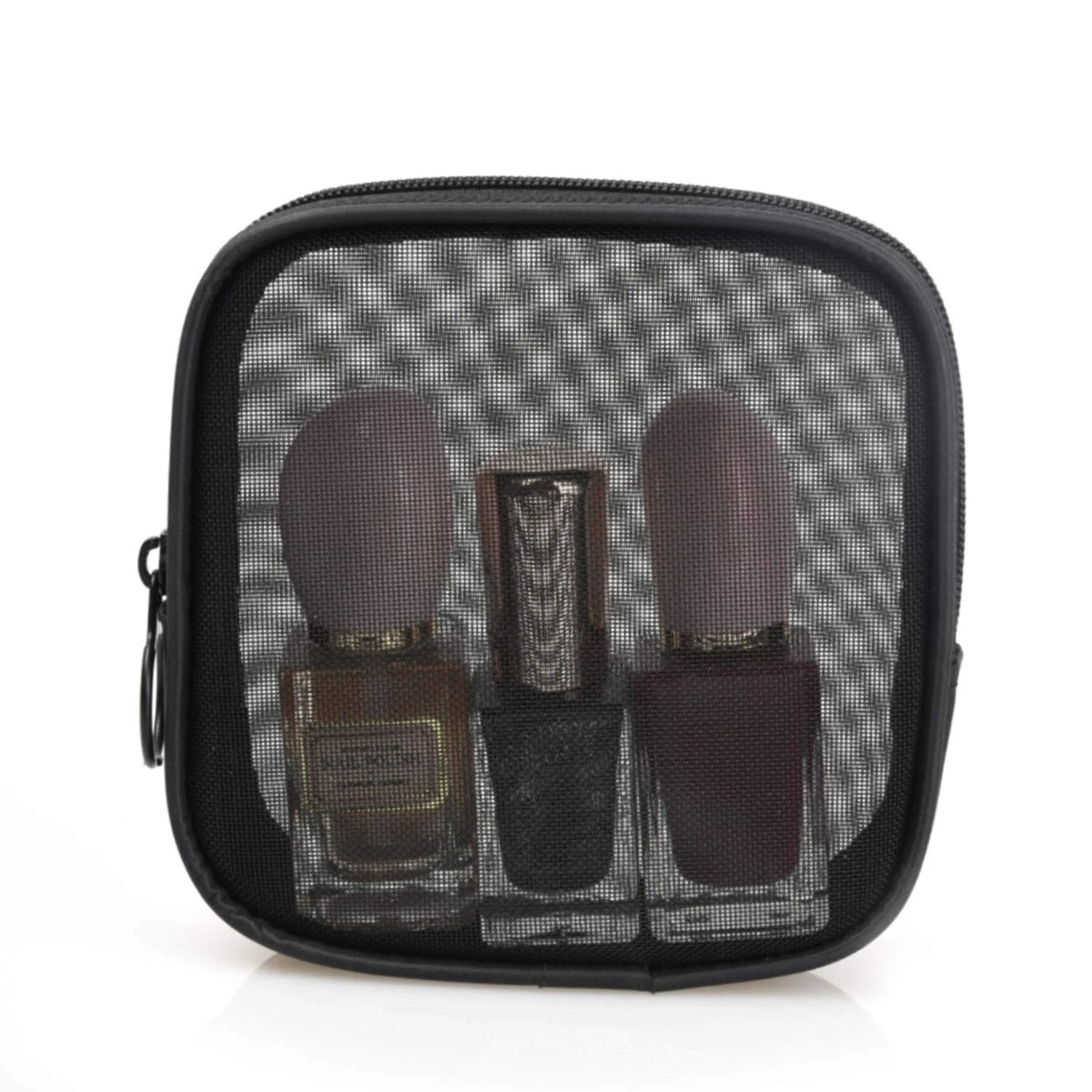 Patu Mesh Travel Toiletry Bag, Transparent Standing S & M (2 pcs), Black