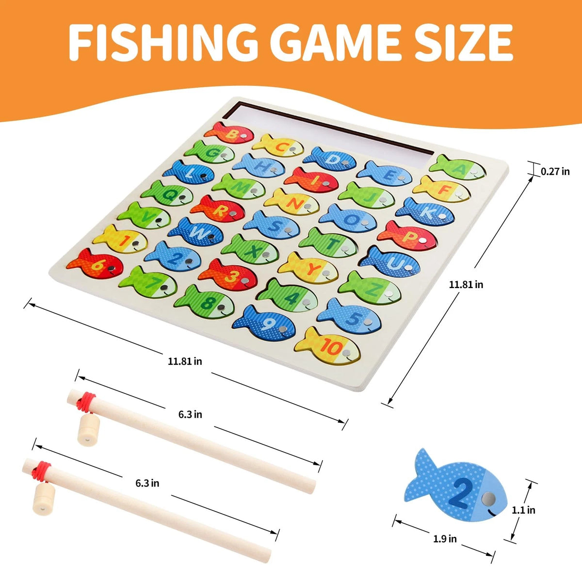 Diaodey Wooden Magnetic Fishing Game for 11.81 x x 0.27, Multicolored
