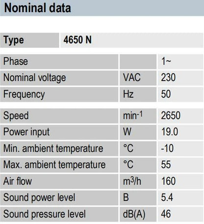 4650N 230VAC Ebmpapst Axial Fan 19/18W 120mA 120*120*38mm Cabinet Cooling Fan