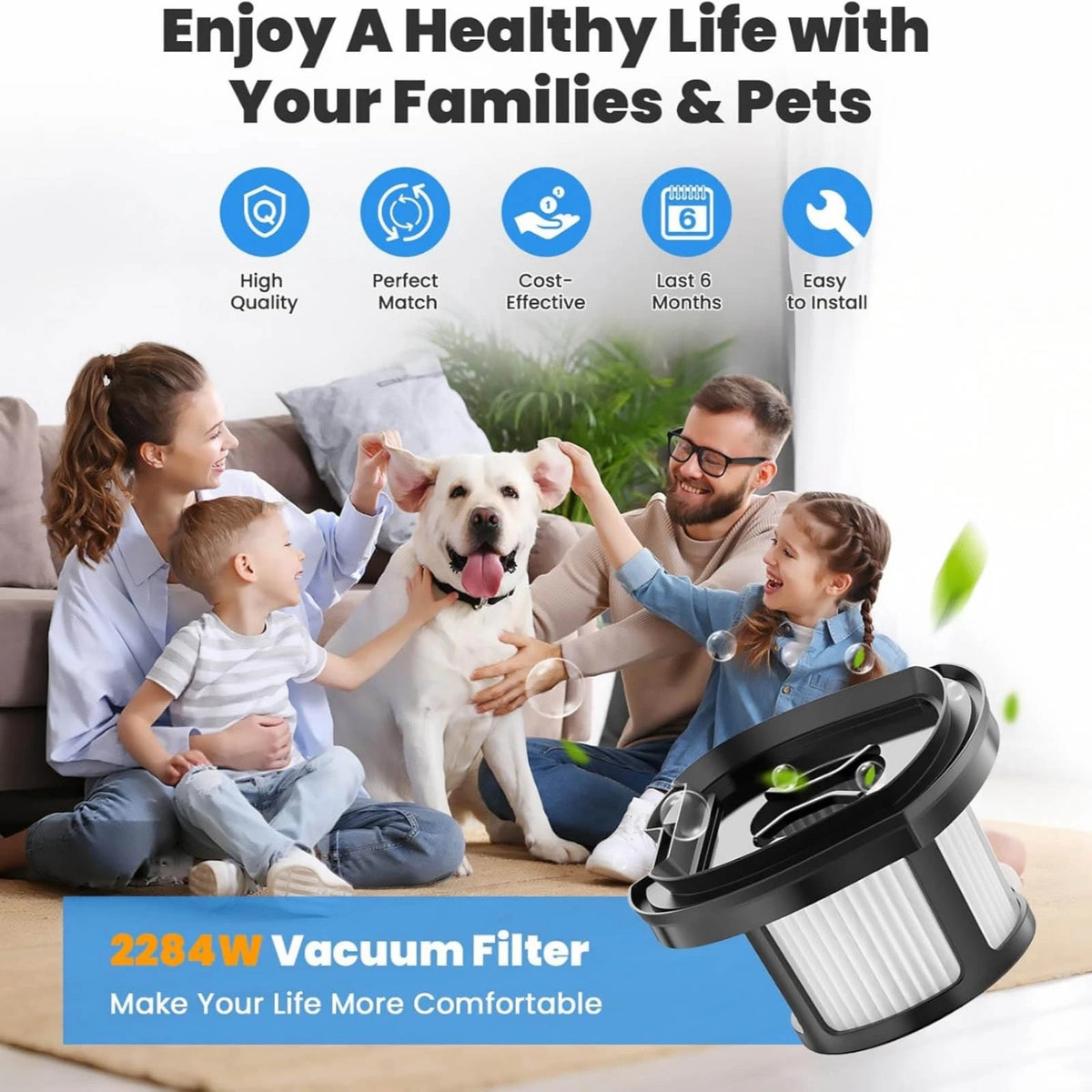 2 Pack Cleanable Filter For Bissell Pet Hair Eraser Handheld Vacuum 2389 2390