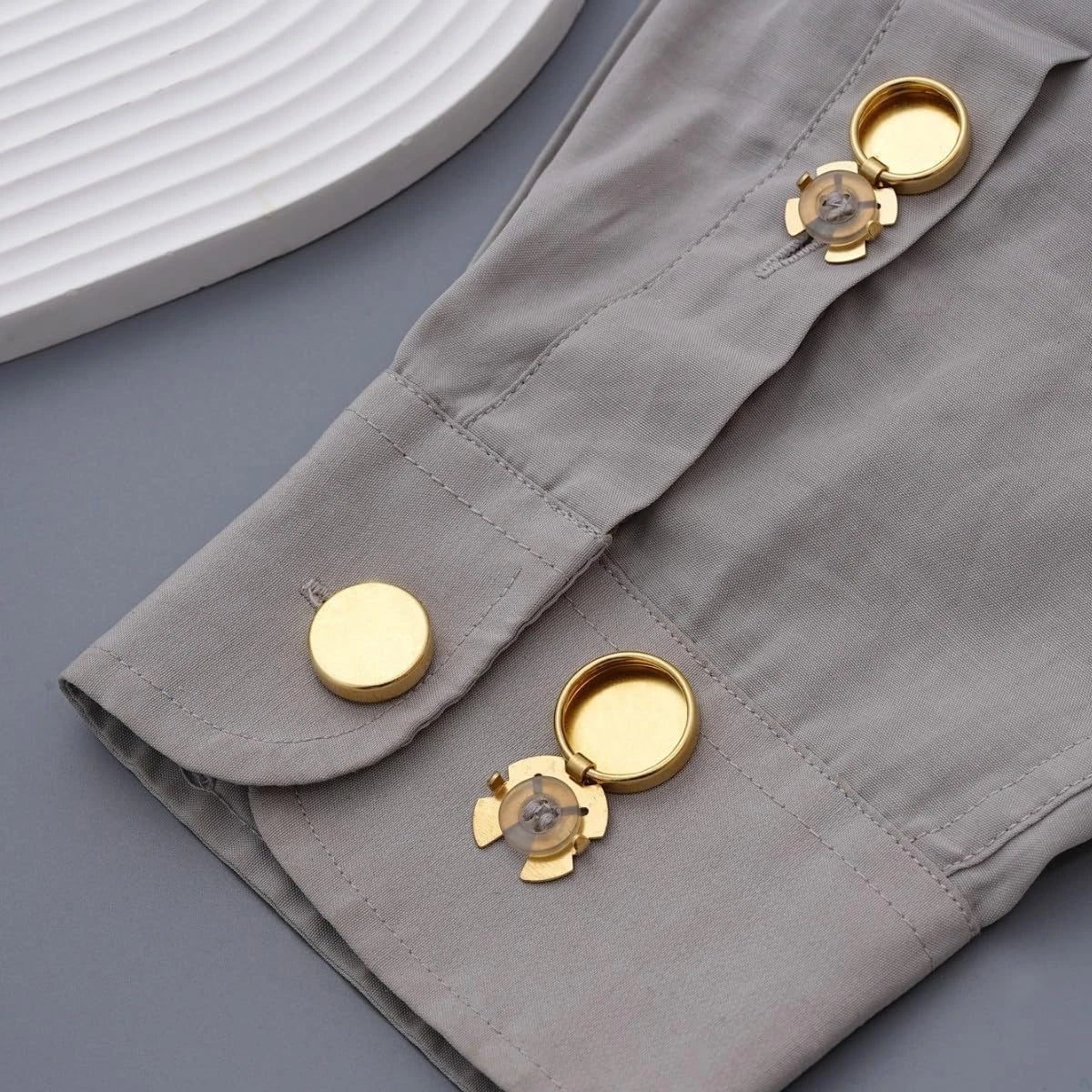 30 PCS Brass Round Cuff Button Covers for Women Men Elegant DIY Small, Gold