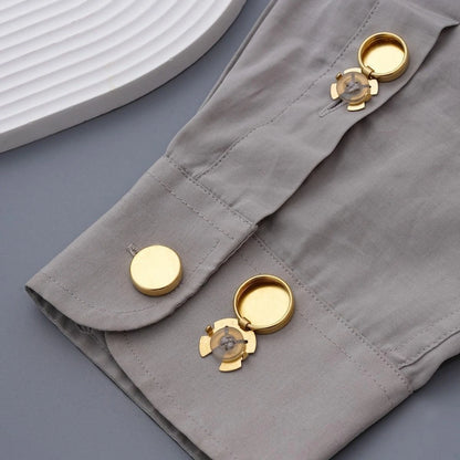 30 PCS Brass Round Cuff Button Covers for Women Men Elegant DIY Small, Gold