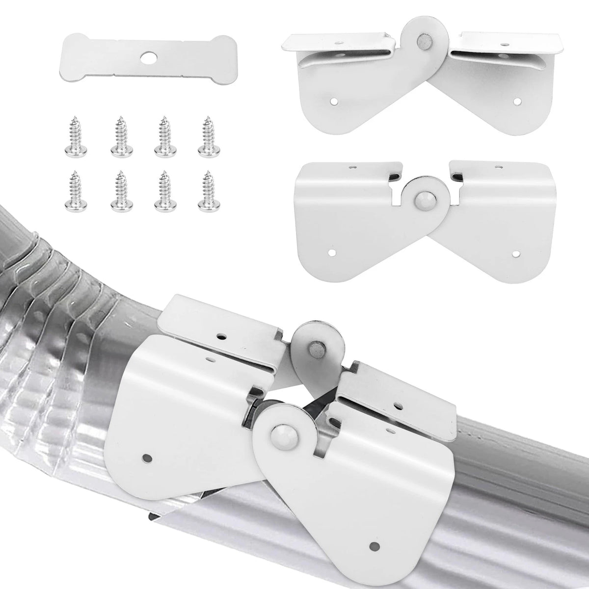 Gutter Downspout Hinge, 6Pcs Extension Flip-Up Zip Hinge White