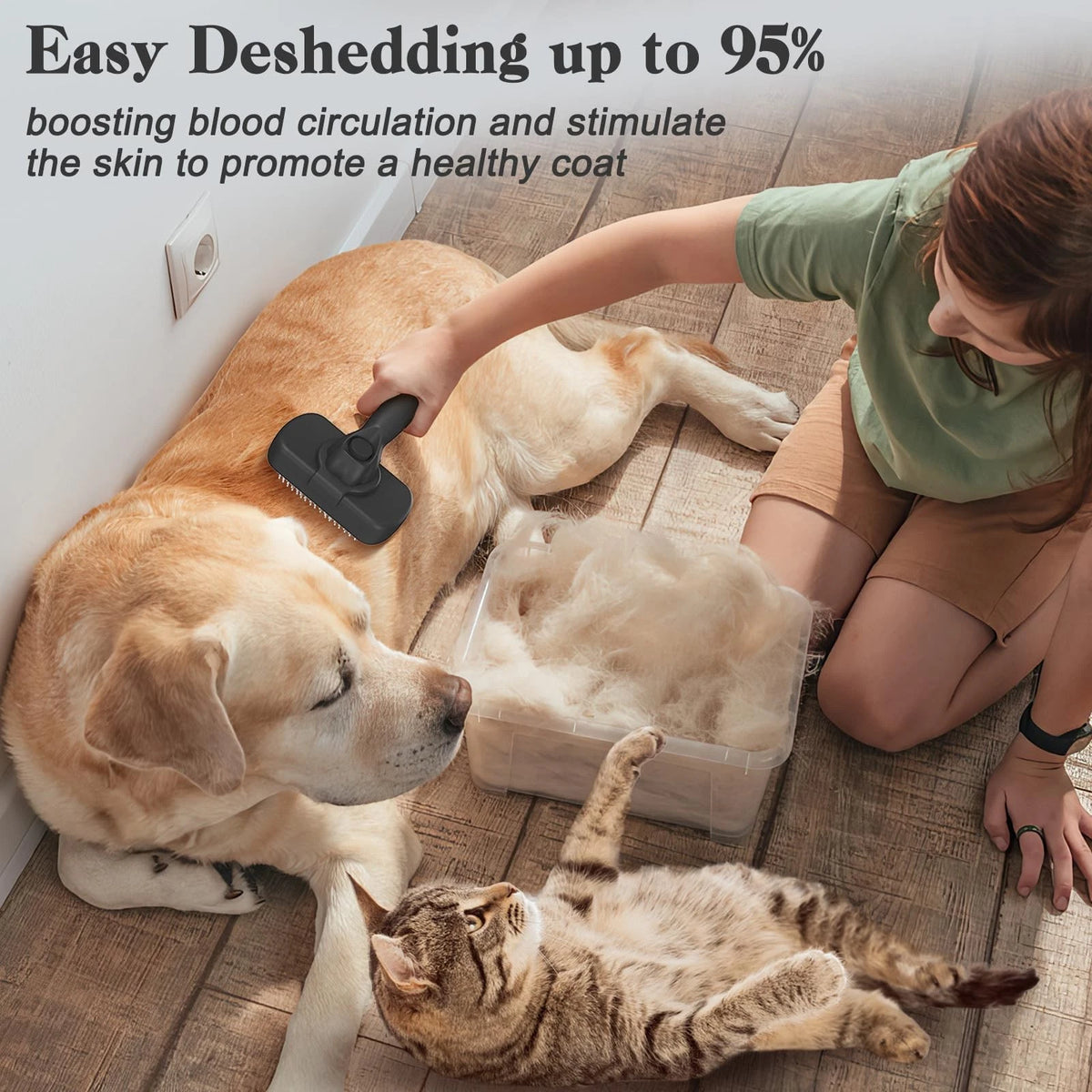 Swihauk Self Cleaning Slicker Brush for Dogs & Cats - Skin Large, Black
