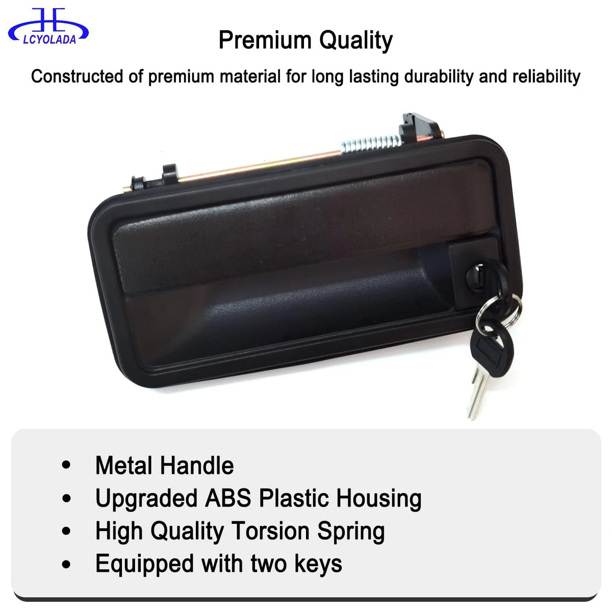 Lcyolada Metal Exterior Door Handles Lever Handle&Cylinder&Key, Black
