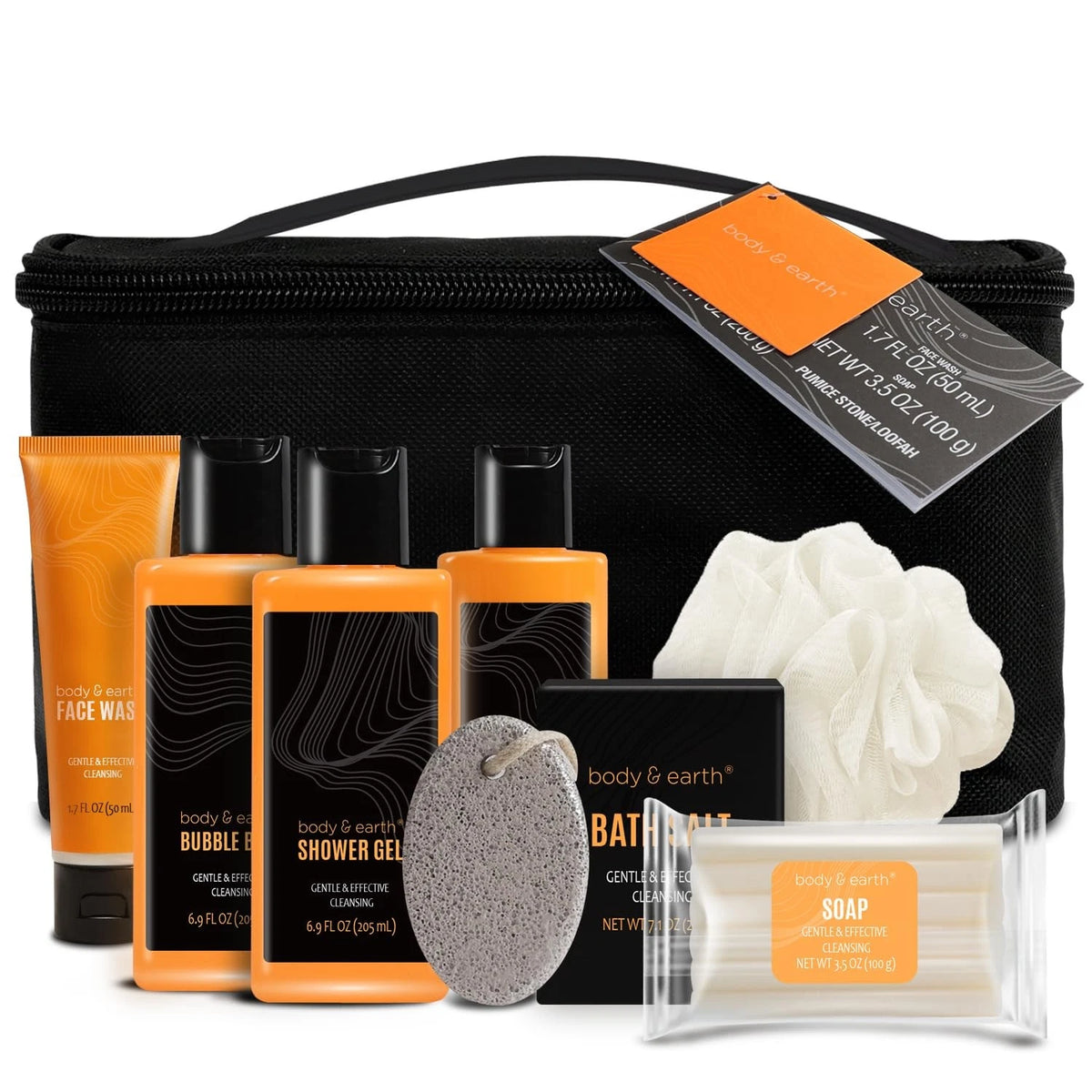 Body & Earth Cirtus 8pc Spa Gifts for Men Baskets 9 Piece Set, Citrus