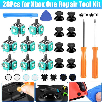 8x Analog Stick Set for Xbox One Controller Repair with Thumbstick Caps & Tools