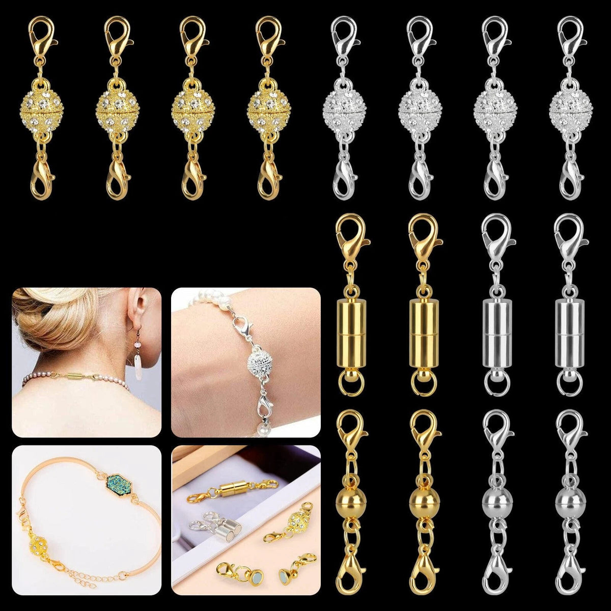 24PCS 3 Different Styles Magnetic Clasps Lobster Clasp For Jewelry DIY Making
