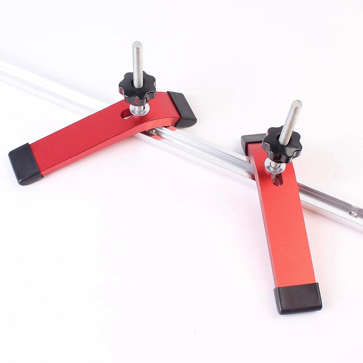 KETIPED Aluminum T-Track Hold Down Clamp With T Bolts and Slider, 6.3"L x Red