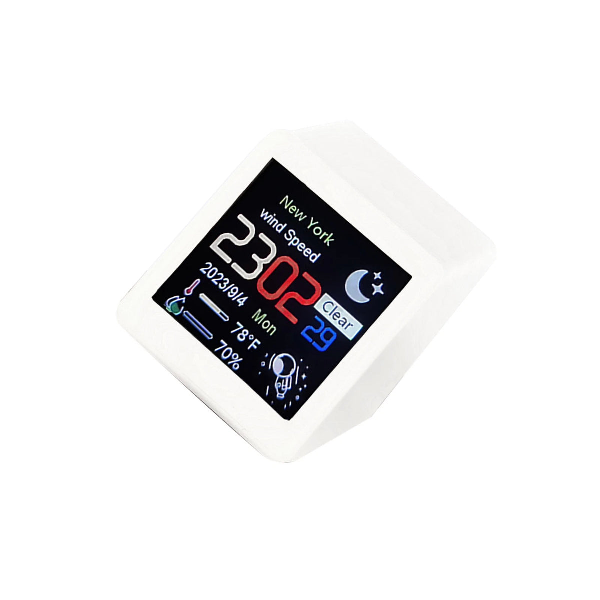 White Clock WIFI Weather Clock Screen Temperature&Humidity Desktop Decor Gifts