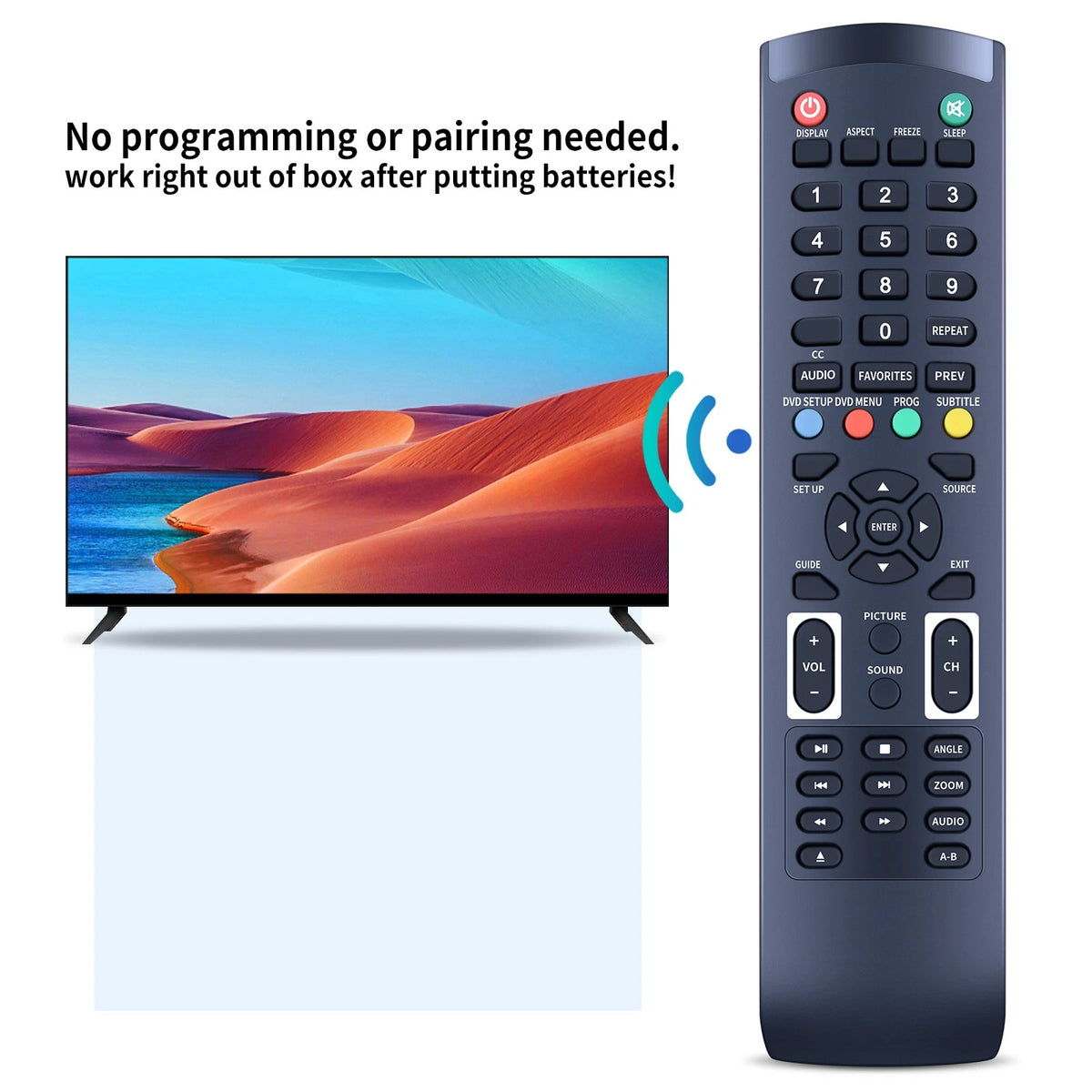 Remote Control For GPX TV TDE5074B, TDE4074W, TDE4074B