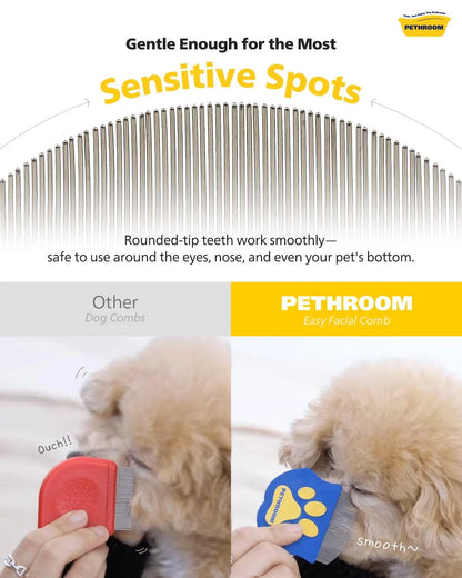 PETHROOM Professional Eye Comb for Pets | Stainless Steel Tear One Size, Blue