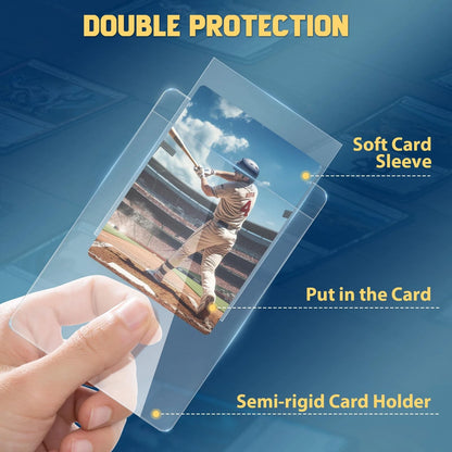 100ct Semi-Rigid Card Holder and Penny Sleeves, 100pcs+100pcs, Clear
