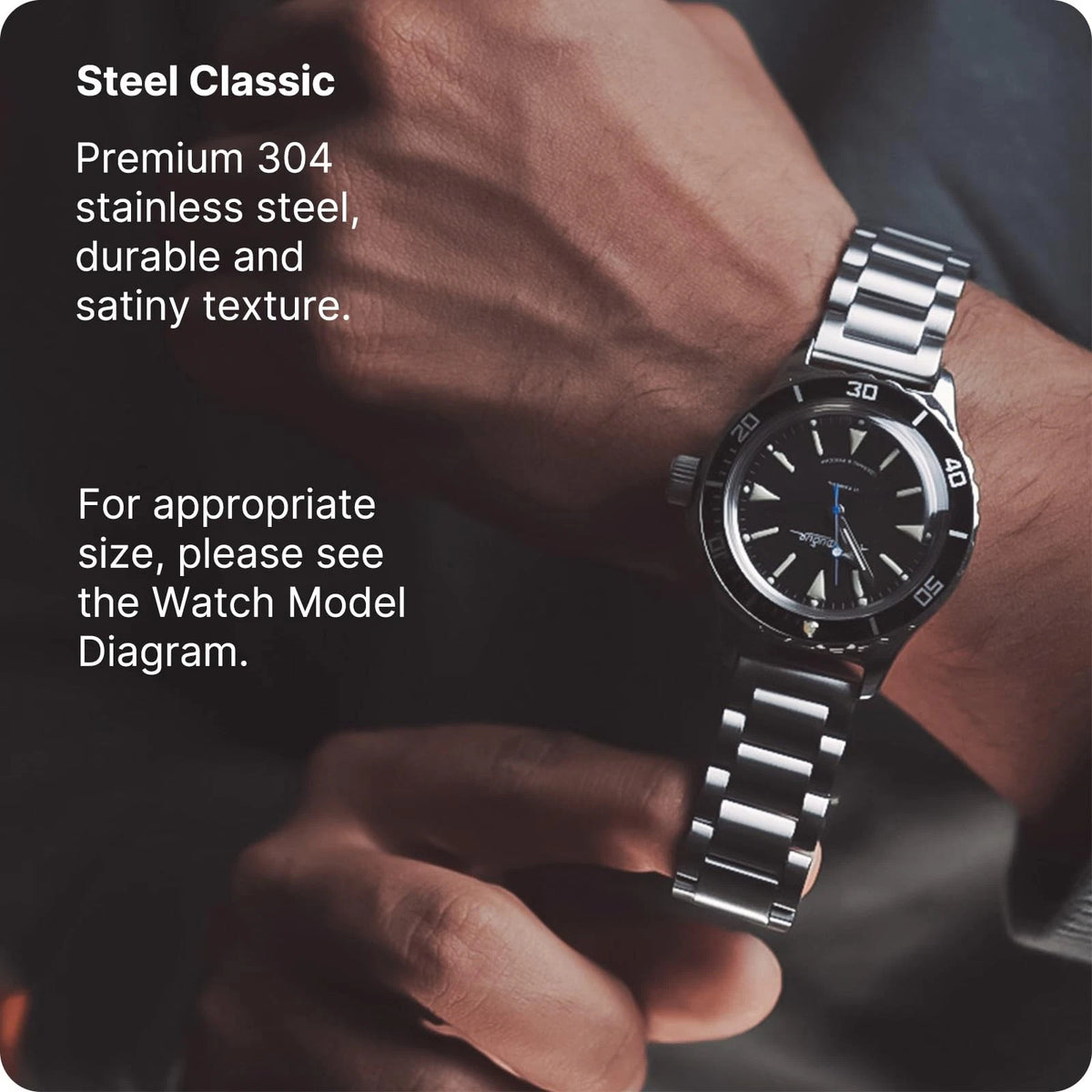 Fullmosa Stainless Steel Watch Band 16mm 18mm 19mm 20mm(see diagram), Silver