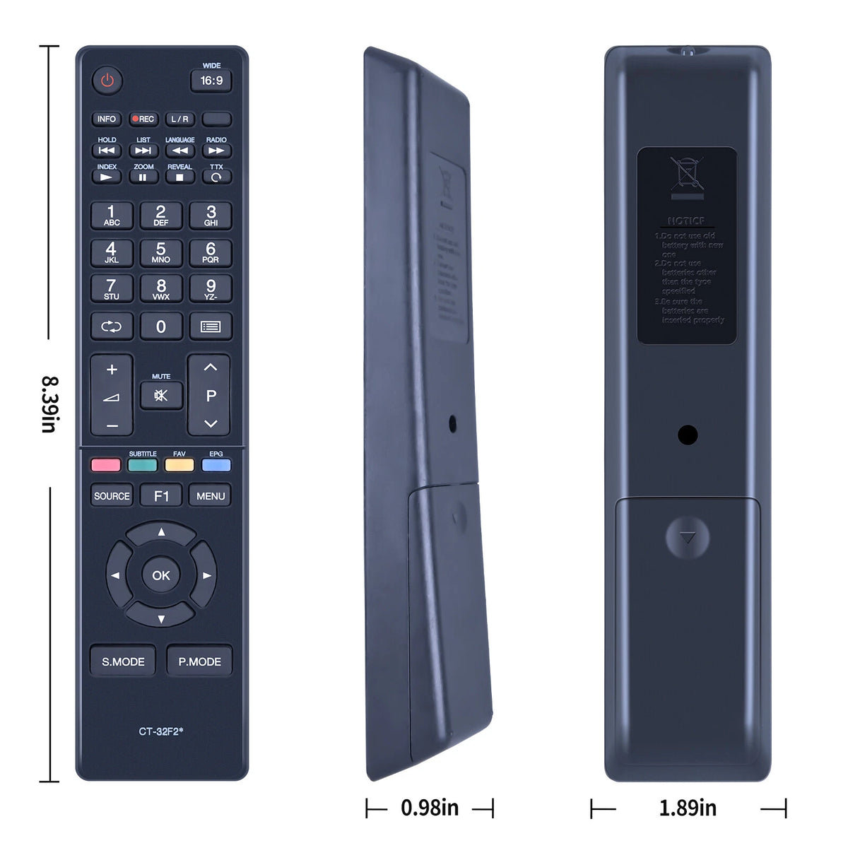 CT-32F2* Remote Control For Toshiba TV 49S2650 55S2640 65S2650