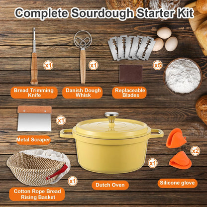Honeydak 7 Pack 12" x 5" (Dutch Oven), 8" x (Proofing Basket), Yellow