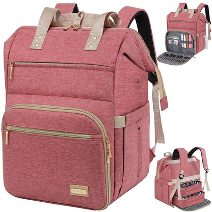 LTINVECK Nail Polish Organizer Case Backpack 15 x 13.8 x 11 inches, Pink