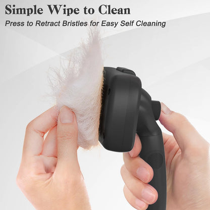 Swihauk Self Cleaning Slicker Brush for Dogs & Cats - Skin Large, Black