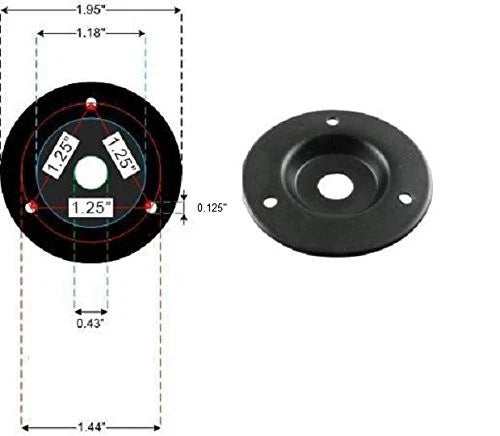 Black Speaker Amp Jack Plate, 2 inch Round Metal with 1/4