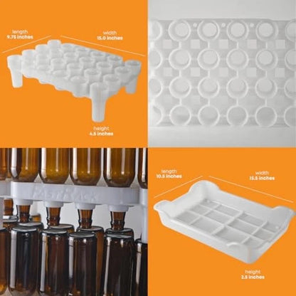 FASTFERMENT - 24-Bottle Drying Rack & Tray| Bottle Tree White