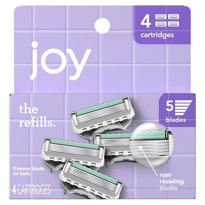 joy razor blade cartridge refill for women, 4 4 Count (Pack of 1), Purple