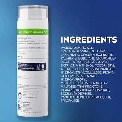 NIVEA MEN Sensitive Shave Gel, Shaving Gel for Men 7 Ounce (Pack of 3), WHITE