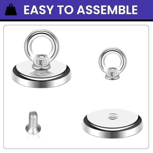 MIKEDE Strong Neodymium Fishing Magnets 6 Pack, 1.26"(32 mm)-100lbs, Silver