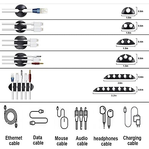 Cord Management Organizer Kit 4 Cable Sleeve split with 41Self 152 PCS, Black