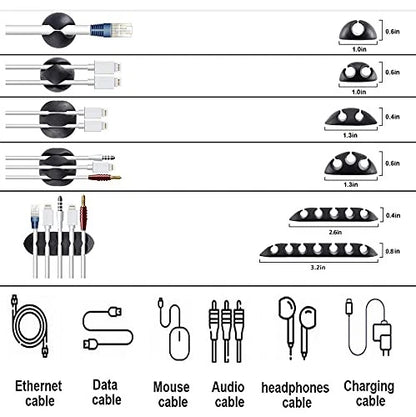 Cord Management Organizer Kit 4 Cable Sleeve split with 41Self 152 PCS, Black