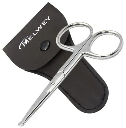 Rounded Stainless Steel Small Facial Hair Scissors, 3.7 Inches - Silver