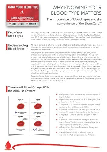 Eldoncard INC Blood Type Test (Complete KIT) - Find Out if 11 Piece Set, Red