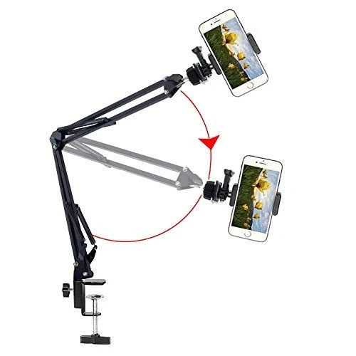 Phone Video Stand,Overhead Camera Mount Compatible with iPhone Samsung Black