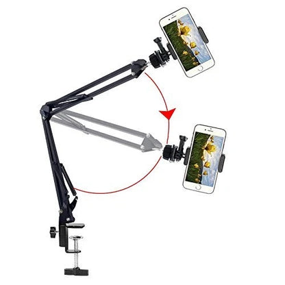 Phone Video Stand,Overhead Camera Mount Compatible with iPhone Samsung Black