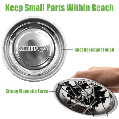 GRIP 6" Stainless Steel Magnetic Parts Tray - Secure x x 1.5", Silver